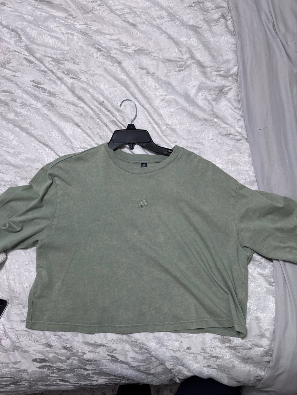 adidas Sage Green Cropped Crew Sweatshirt
